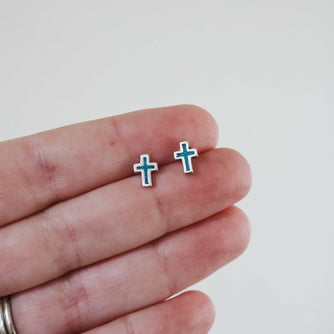 Cross Studs in Turquoise
