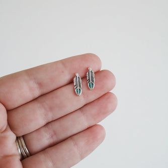 Feather Studs in Turquoise